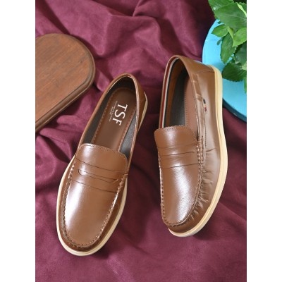 TSF MEN'S LEATHER LOAFER SHOES (LEXUS-01-TAN)
